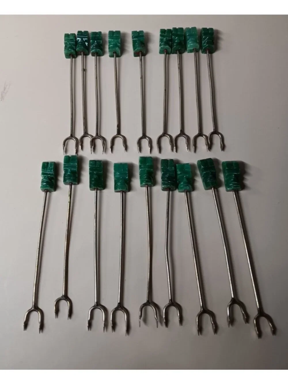Carved Jade Stone Tiki Hors D'oeuvre Appetizer Cocktail Picks 18 pc
